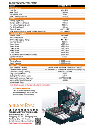 GD-1500HMT: 6 axis table type Deep Hole Gun Drilling Machine with milling and tapping head